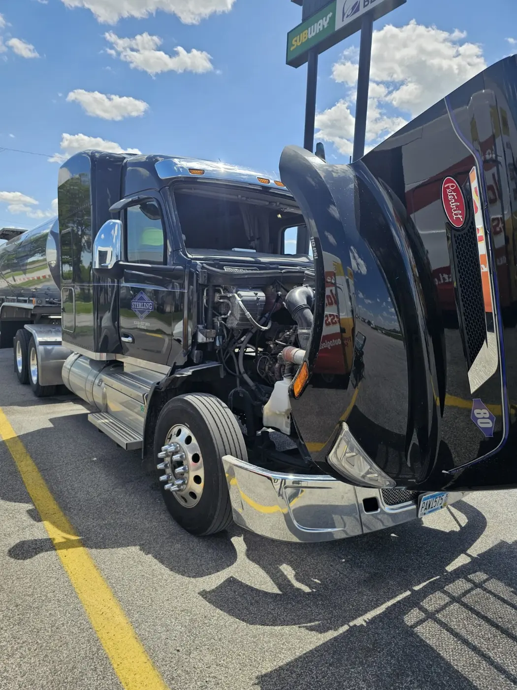 Semi-truck windshield opening during commercial auto glass replacement in St. Louis
